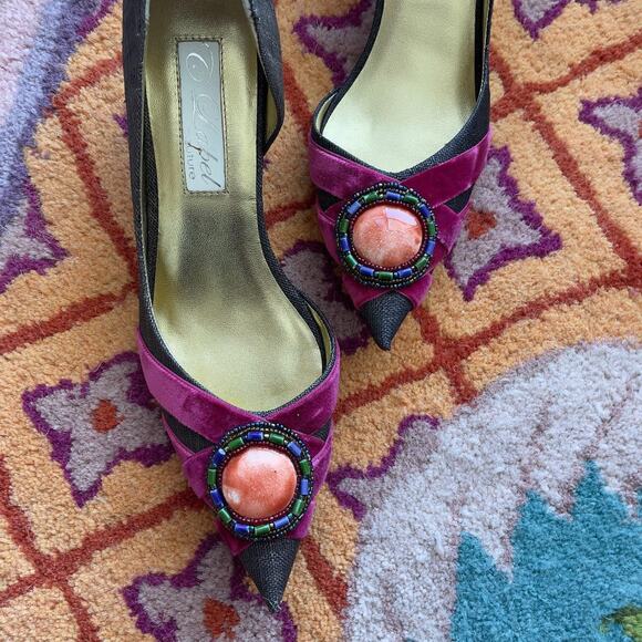 Vintage Y2K Brown and Red Kitten Heels